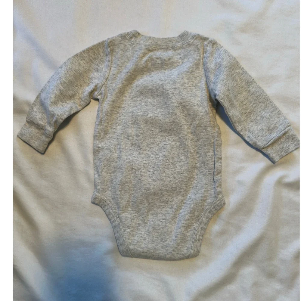 Carters Baby Boys 6 Months Heather Gray Long Sleeve Cotton Bodysuit Snap Bottom‎